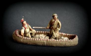Canoe with indian and trapper