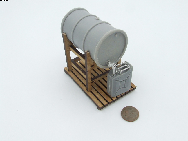 Hagen-Miniatures - 200 Liter barrel, incl. stand - Lasercut